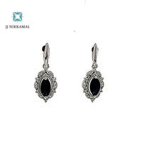 14Kt White Gold, Sapphires & Diamond Earrings