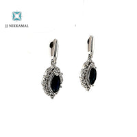 14Kt White Gold, Sapphires & Diamond Earrings