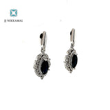 14Kt White Gold, Sapphires & Diamond Earrings