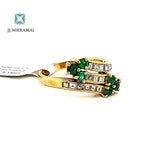 Solid 18Kt Gold Ring with Natural Emerald & Diamonds