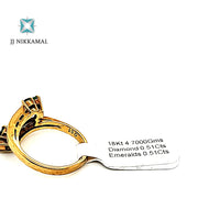 Solid 18Kt Gold Ring with Natural Emerald & Diamonds