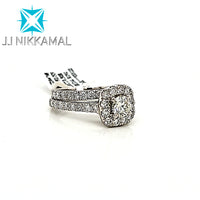 Beautiful Solitaire Diamond Ring with a Wedding Band in Solid 14Kt White Gold