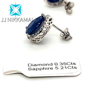 Rare Natural Sapphire with Diamonds in Solid 14Kt Gold