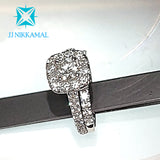 Beautiful Solitaire Diamond Ring with a Wedding Band in Solid 14Kt White Gold