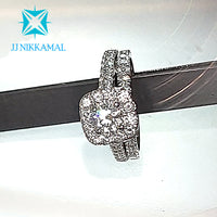 Beautiful Solitaire Diamond Ring with a Wedding Band in Solid 14Kt White Gold