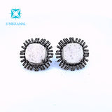 Unique Victorian Look White Quartz and Diamond Studs