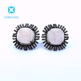 Unique Victorian Look White Quartz and Diamond Studs