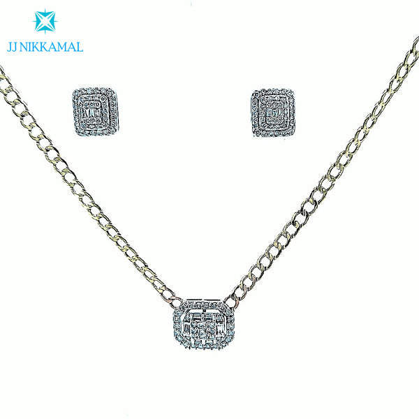 Top Quality Diamond Everyday Wear Necklace set in Solid 14Kt White Gold