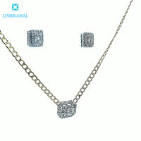 Top Quality Diamond Everyday Wear Necklace set in Solid 14Kt White Gold