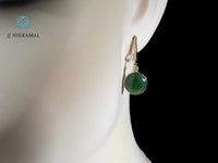 A Unique Jade & Diamond Necklace with Earrings in Solid 14Kt Gold
