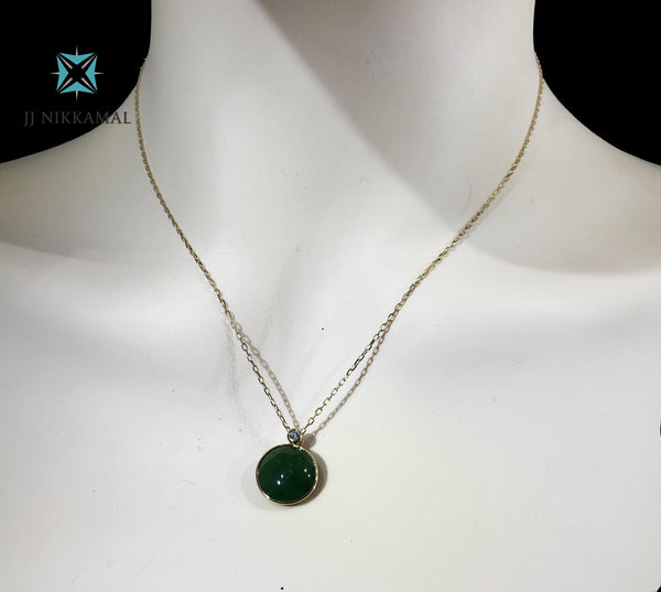 A Unique Jade & Diamond Necklace with Earrings in Solid 14Kt Gold