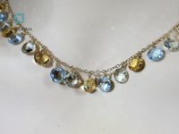 A Unique Multi Gemstones Necklace with Earrings in Solid 14Kt Gold