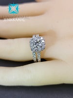 Beautiful Solitaire Diamond Ring with a Wedding Band in Solid 14Kt White Gold