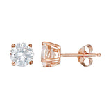Sterling Silver Studs with D Color Internally Flawless Round CZ in 3 Colors