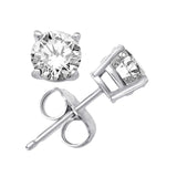 Sterling Silver Studs with D Color Internally Flawless Round CZ in 3 Colors