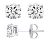 Sterling Silver Studs with D Color Internally Flawless Round CZ in 3 Colors