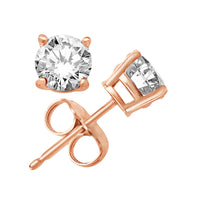 Sterling Silver Studs with D Color Internally Flawless Round CZ in 3 Colors