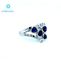 Made in Thailand Certified Natural Sapphire and Diamond Ring in Solid 18Kt Gold
