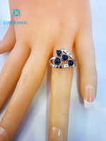 Made in Thailand Certified Natural Sapphire and Diamond Ring in Solid 18Kt Gold