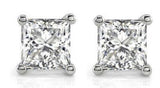 Sterling Silver Studs with D Color Internally Flawless Princess CZ in 3 Colors