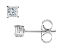 Sterling Silver Studs with D Color Internally Flawless Princess CZ in 3 Colors